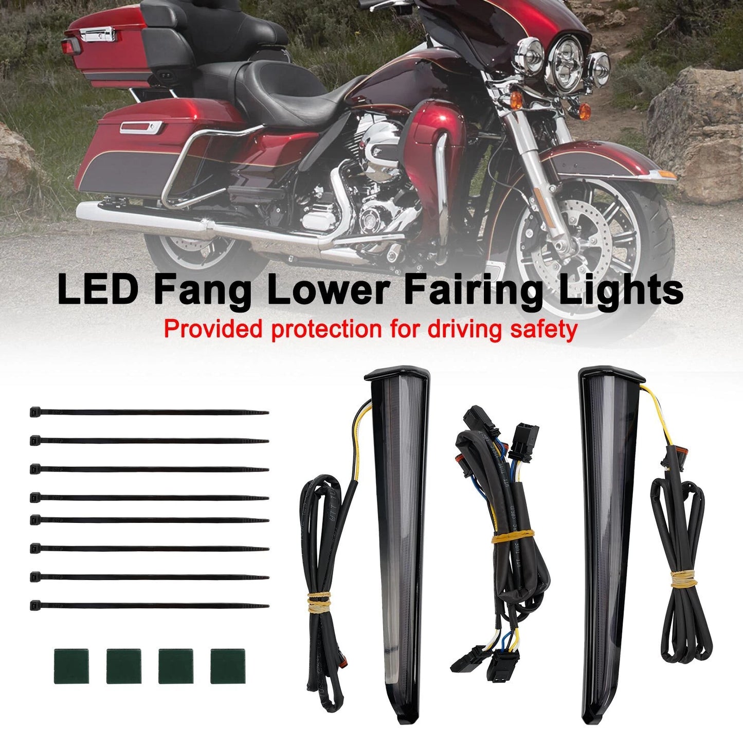 Catch Under Fairing Lights for Harley Touring Road Glide (2014-2023) Black
