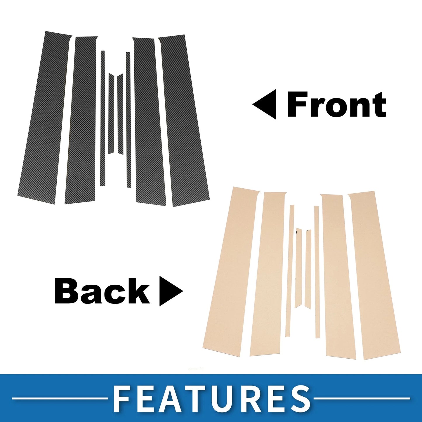 8 Pcs Door Pillar Window Trim for Toyota Yaris (2005-2014) Carbon Fiber Black