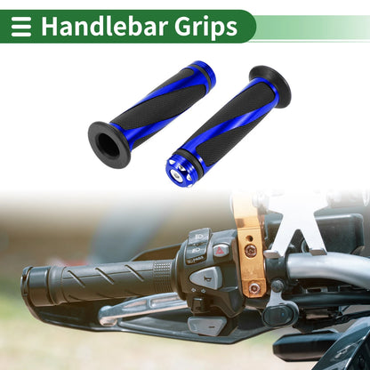 7/8" 22mm Handlebar Grips Covers Aluminum Alloy Black Blue for Motorcycle