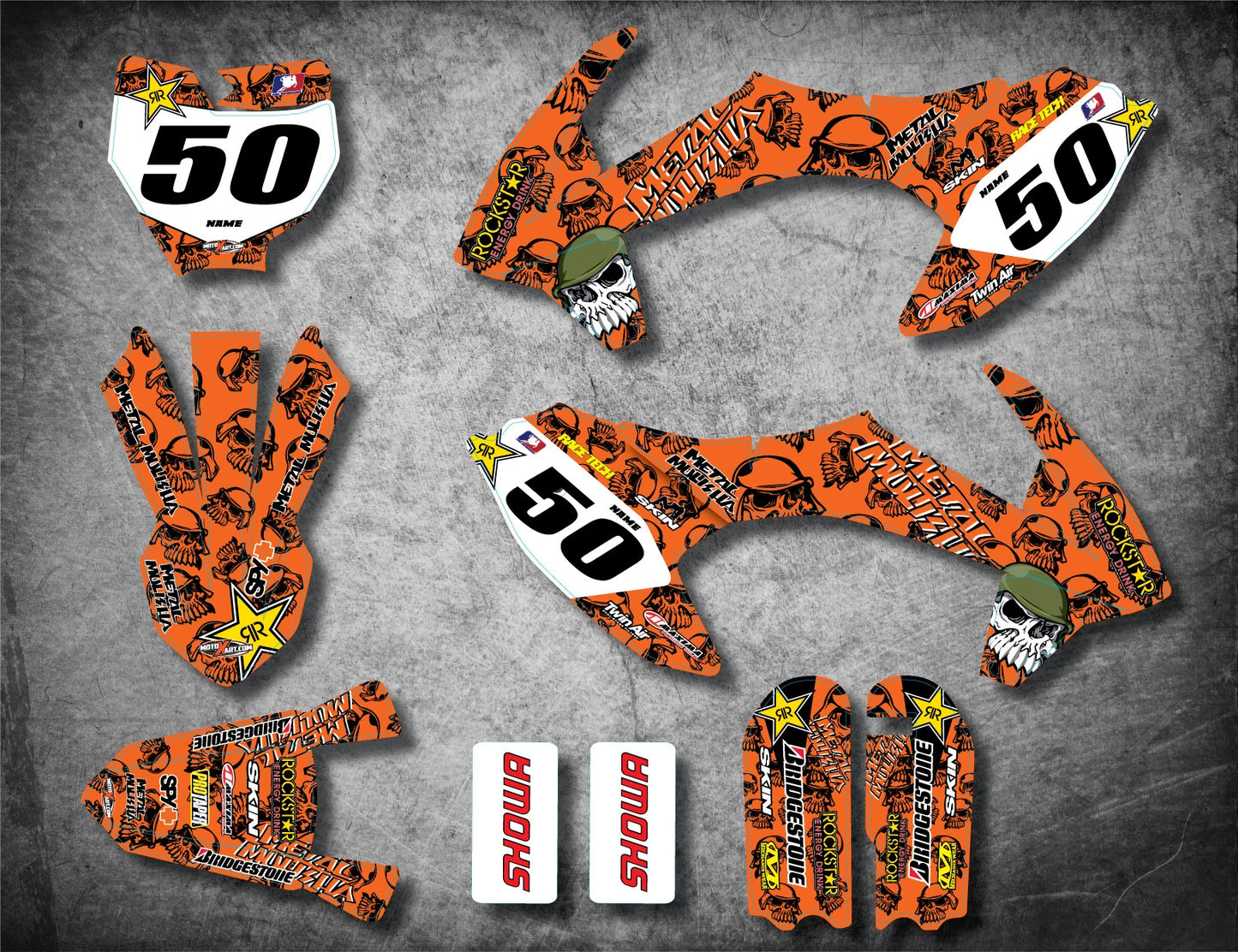 Custom Graphic Kit METAL STYLE Stickers for KTM 50 SX (2016-2018)