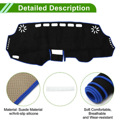 Dashboard Cover Mat for Toyota Wish 2010-2018 Sun Protector Pad Black Blue