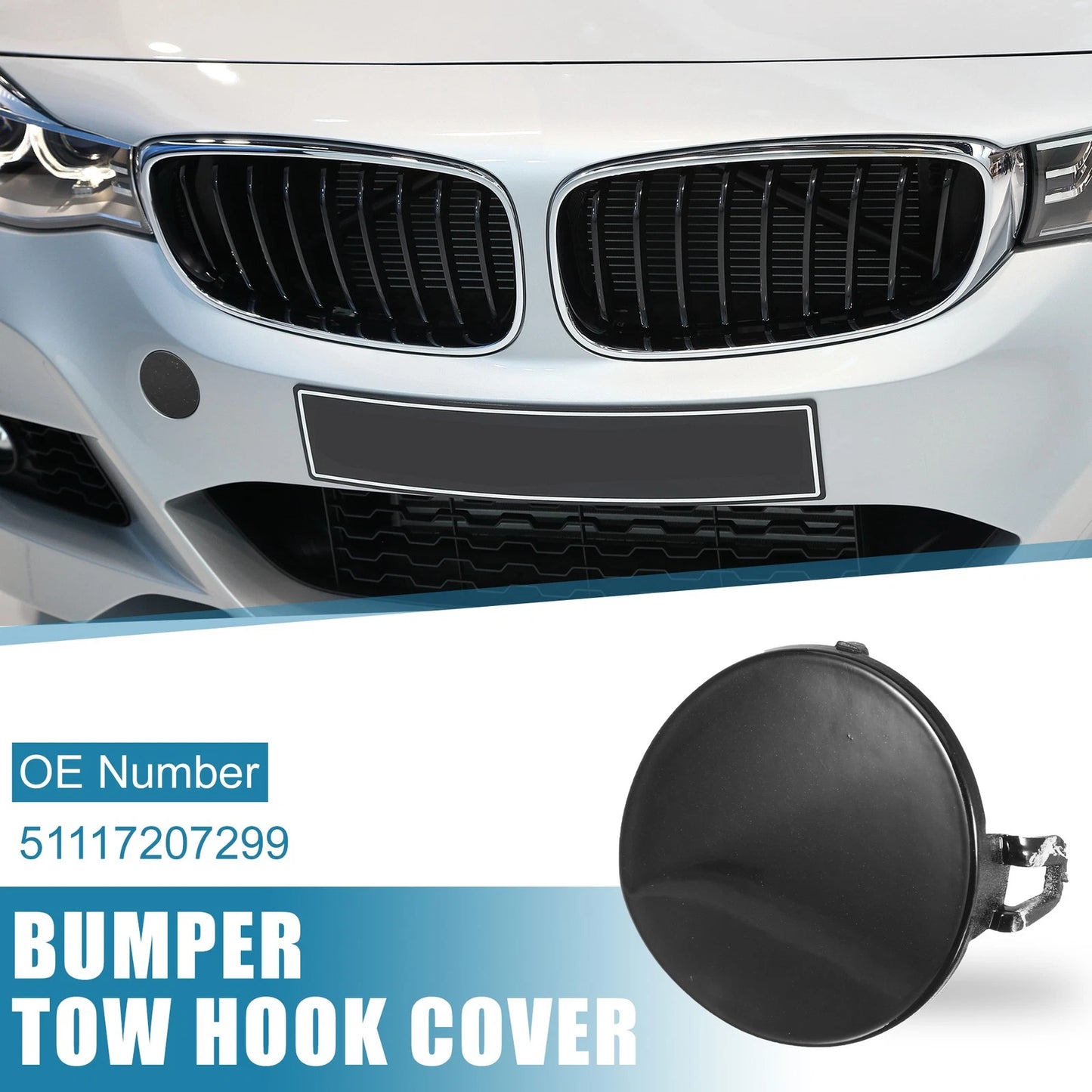 Bumper Tow Hook Cover for BMW 3 Series E90 E91 (2009-2012) Black