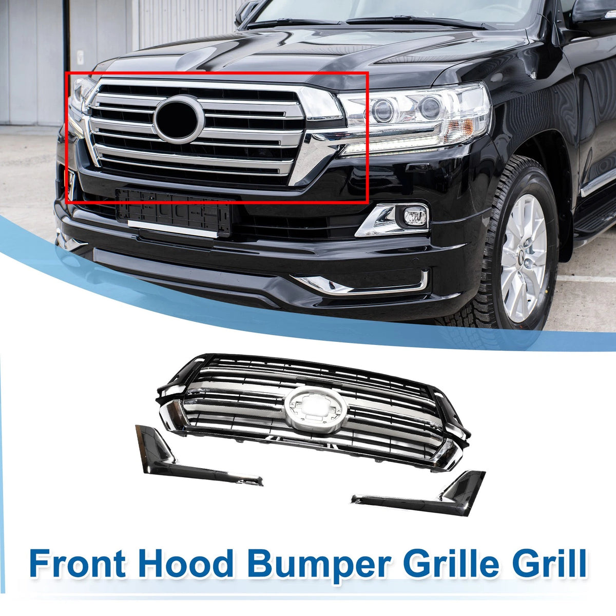 Front Upper Hood Bumper Grille for Toyota Land Cruiser (2008-2021)