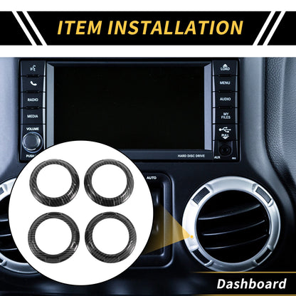 AC Vent Dashboard Decoration Rings for Jeep Wrangler JK JKU (2011-2017) Black