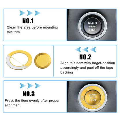 Engine Start Stop Button Cover Trim Kit for Dodge Charger Challenger Gold Tone