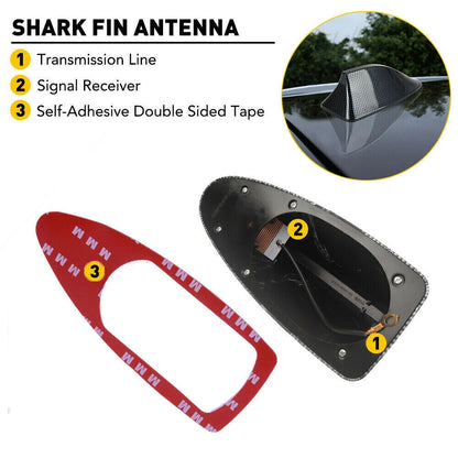 Shark Fin Carbon Roof Antenna for Universal Cars - FM/AM Radio Adhesive