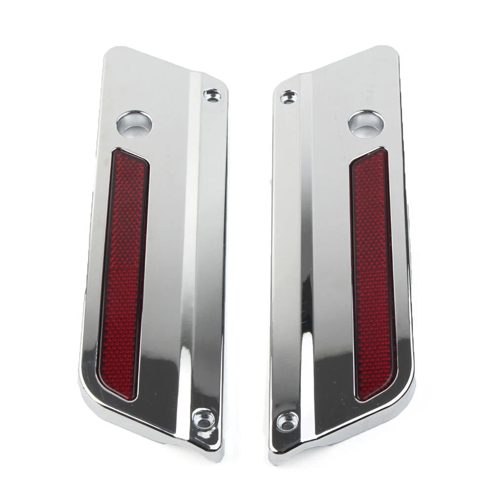 Saddlebag Latch Plate Covers with Red Reflectors for Harley Touring (1993-2013)
