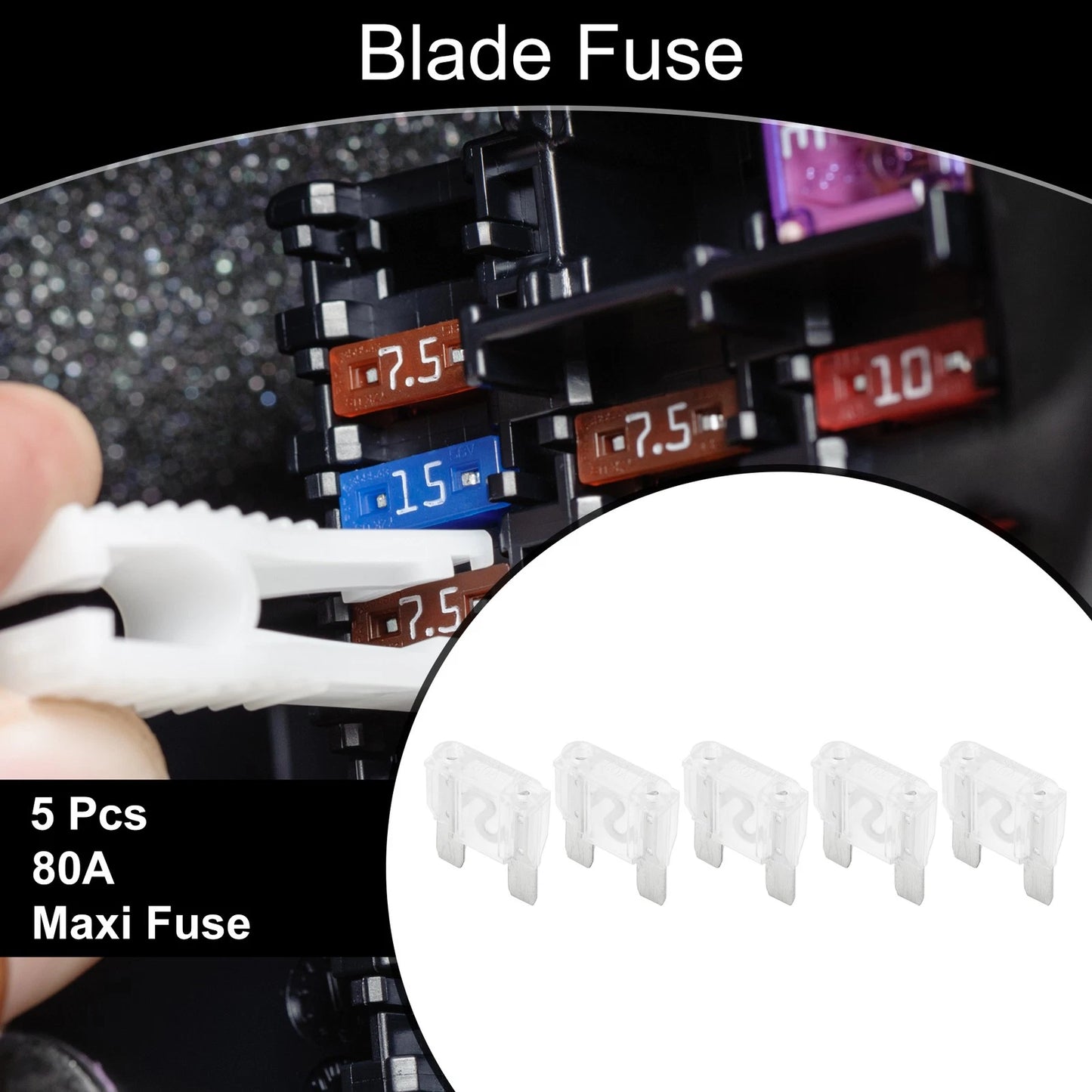 Maxi Fuse 80A Blade Fuse for Car Boat Truck RV Motorcycle White 5 Pcs