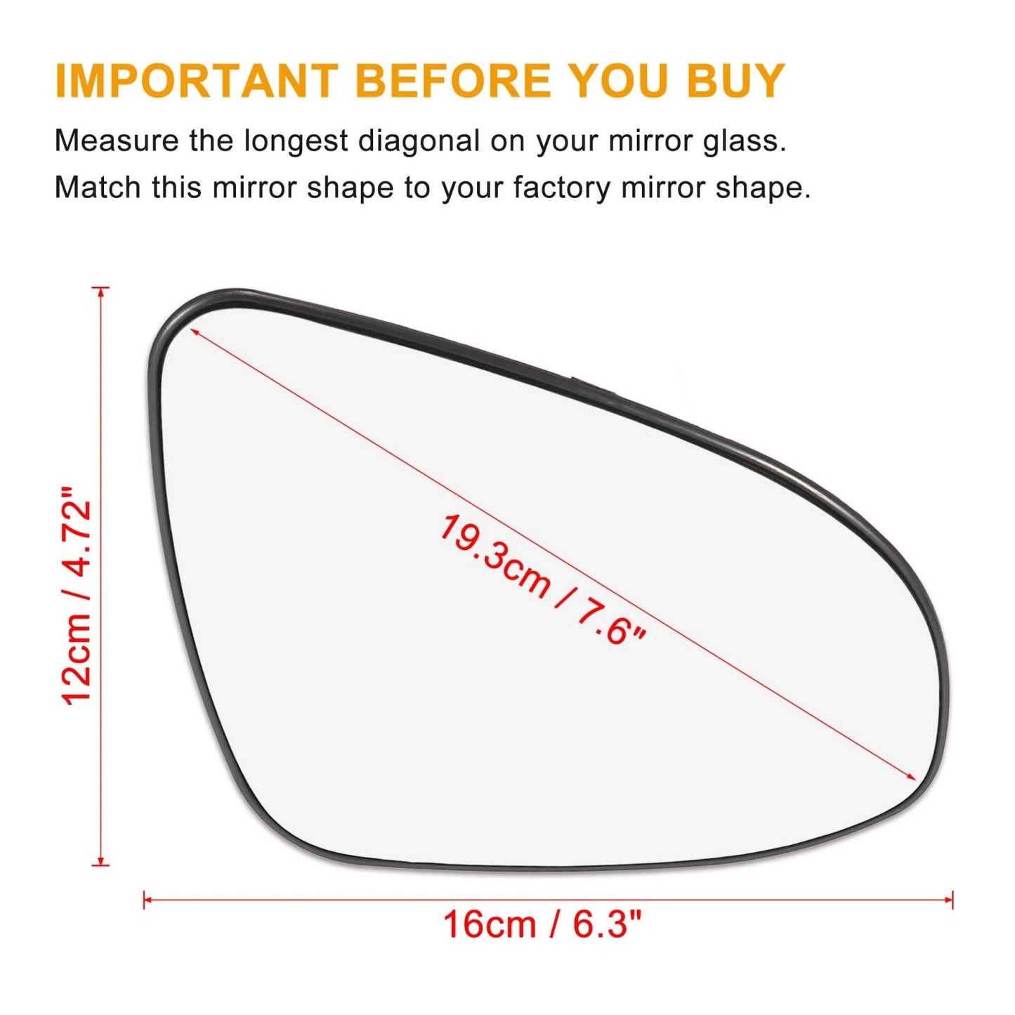 Right Side Heated Mirror Glass with Backing Plate for Toyota C-HR (2017–2023)
