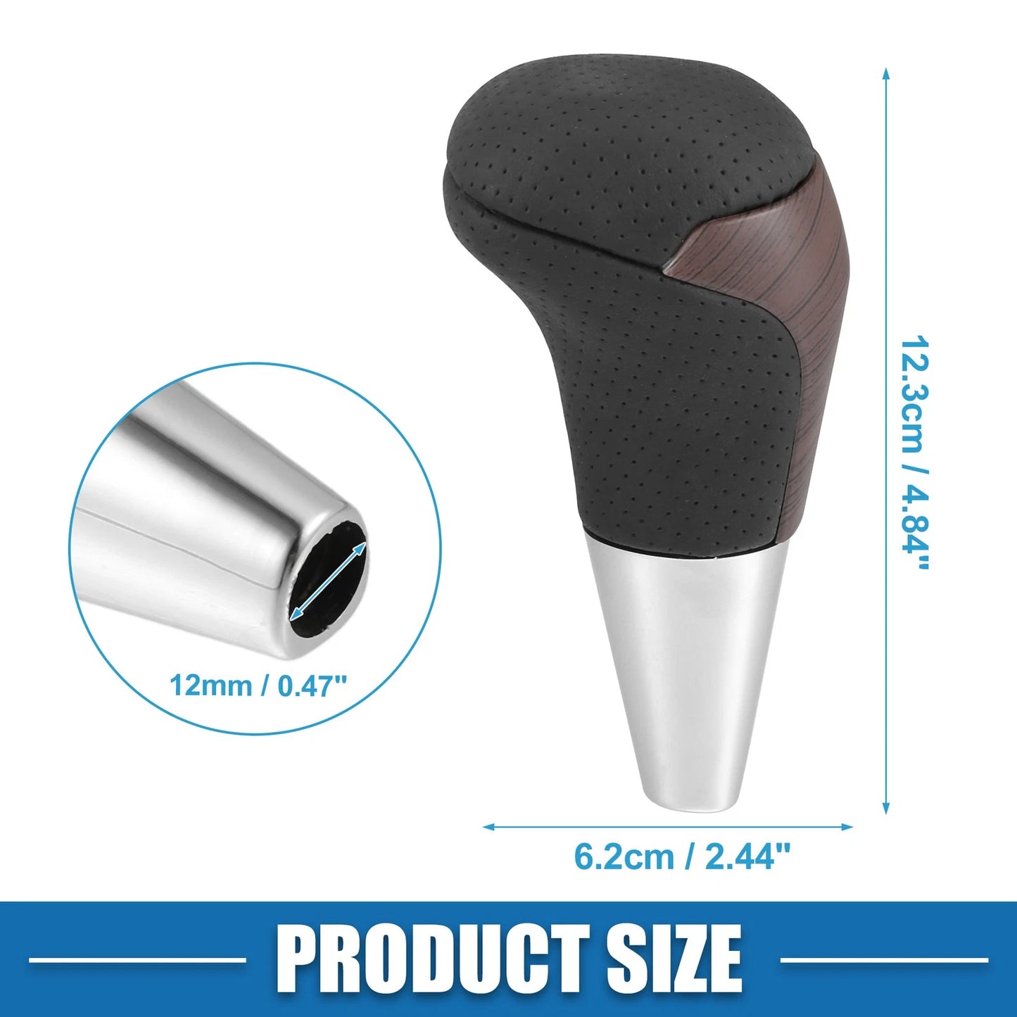 Wood Grain Gear Shift Knob Cover for Toyota - Black Faux Leather (All Years)