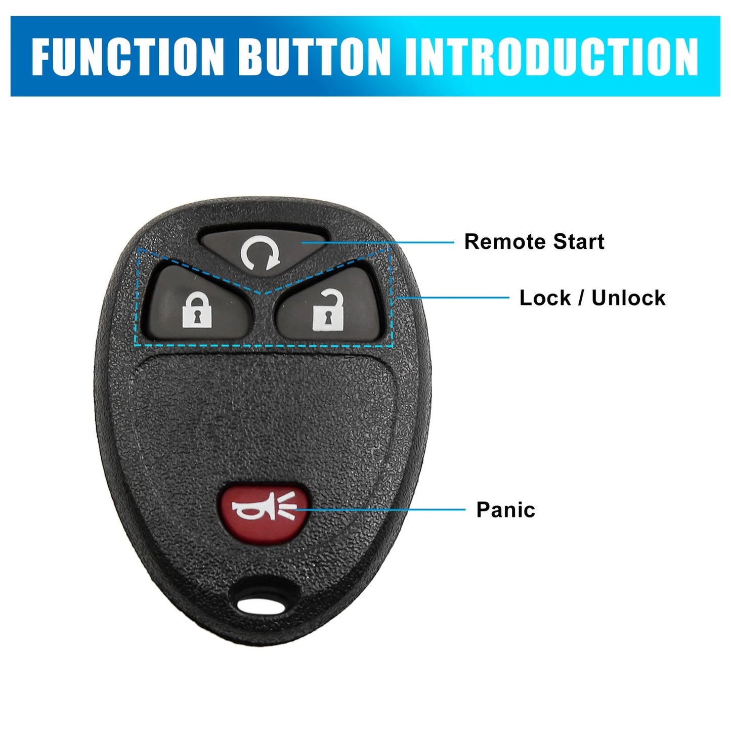 4-Key Button Key Fob Shell Case for Chevrolet HHR (2006-2011)