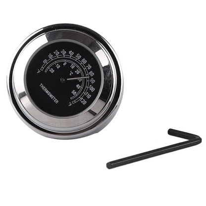 7/8" Handlebar Temp Black Dial Clock Thermometer for Bike Motorcycle