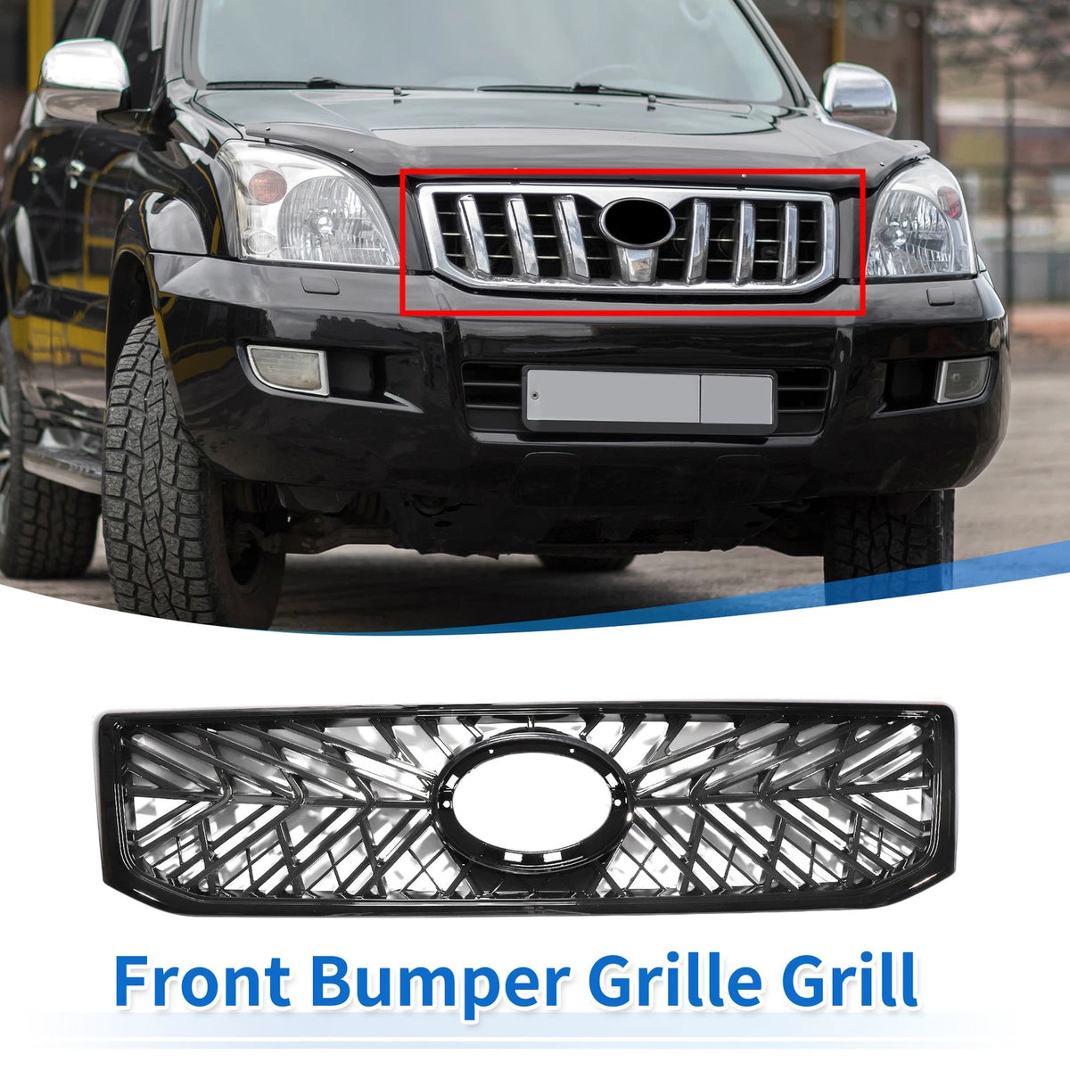 Front Upper Hood Bumper Grille for Toyota Land Cruiser Prado (2002-2009)