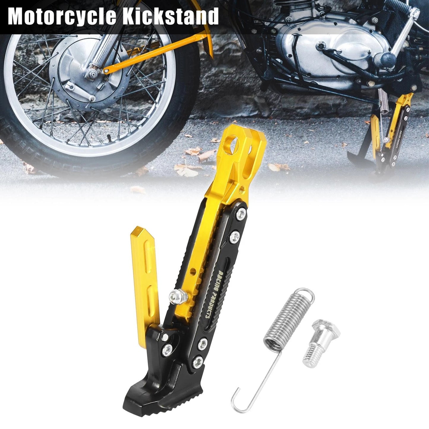 Kickstand/Set/Side Support Stand CNC Aluminum Alloy Gold Tone for Motorcycle