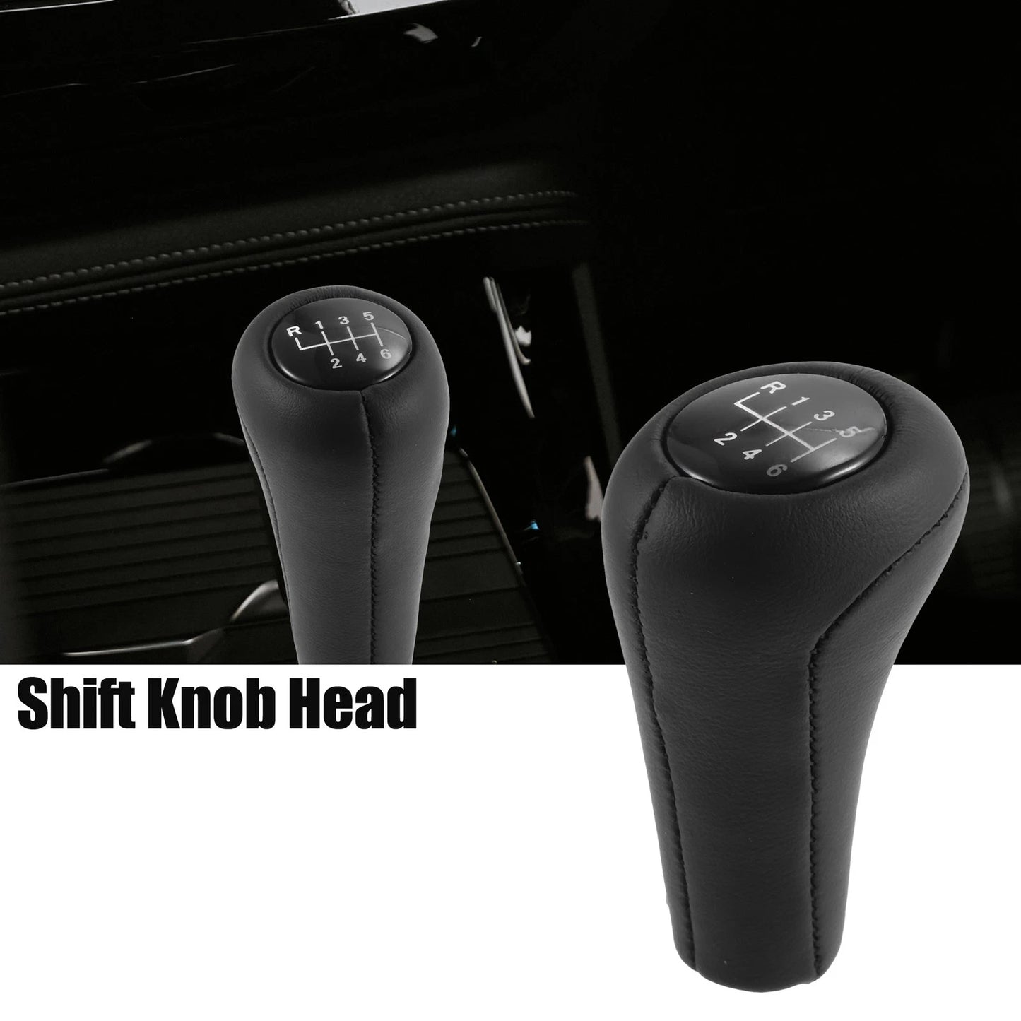 6-Speed Manual Gear Shift Knob Faux Leather Black for BMW