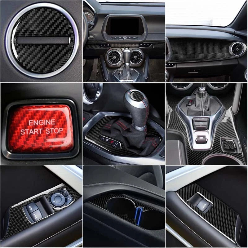 Soft Carbon Fiber Interior Full Set Panel Cover Trim For Camaro 2017-2020