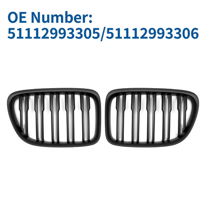 Front Upper Bumper Grille for BMW X1 E84 2009-2015 Matte Black 2 x Grilles