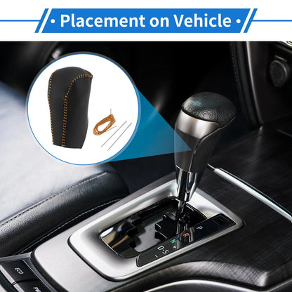 Car Gear Shift Knob Cover for Toyota RAV4 (2013-2016) - Black Brown Faux Leather