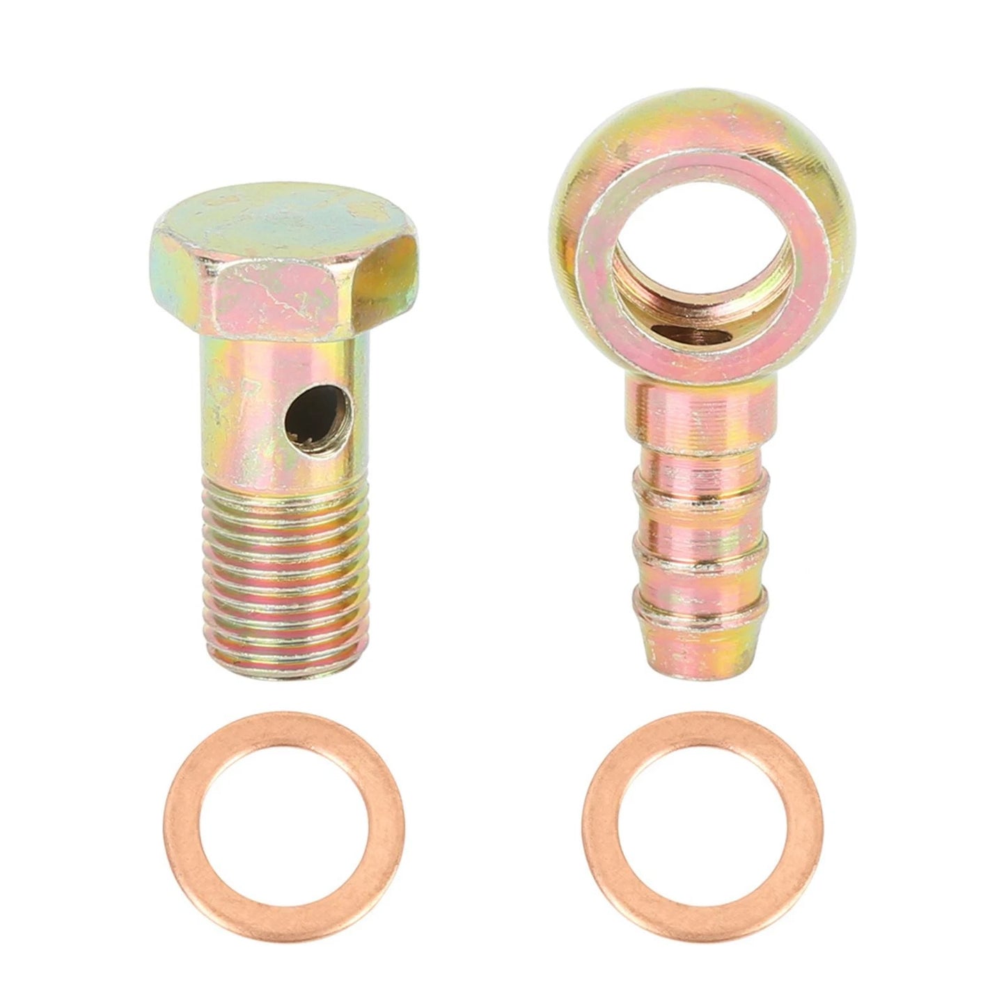 Banjo Hose Barb Bolt Fittings Bronze Tone / 12mm Diameter for Motorcycle Car