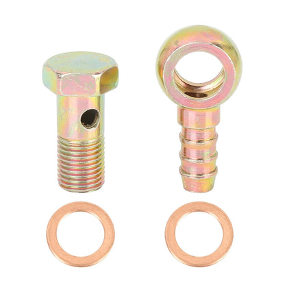 Banjo Hose Barb Bolt Fittings Bronze Tone / 12mm Diameter for Motorcycle Car