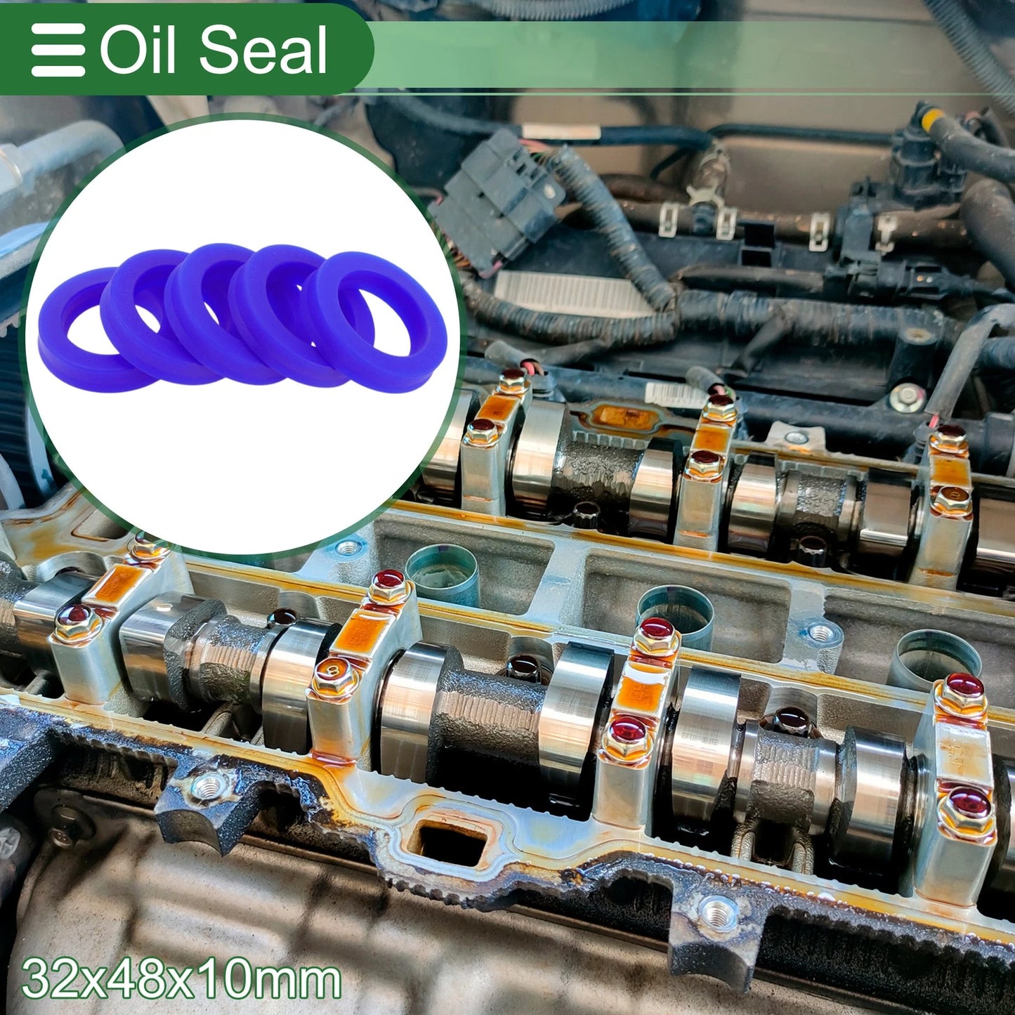 Oil Seal Seal Ring Rotary Shaft Seal TPU 32x48x10mm Blue 5 Pcs