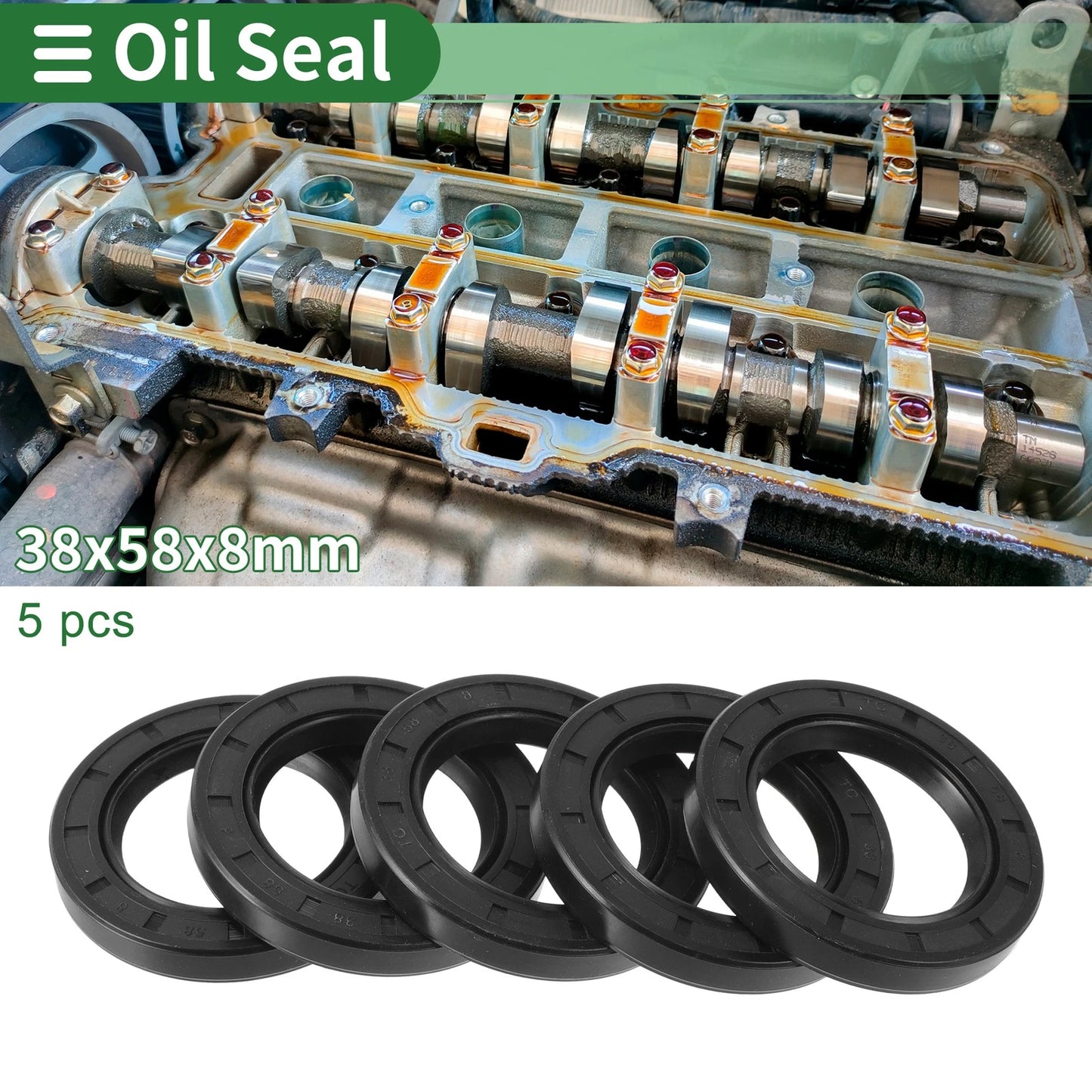 Oil Seal / 38x58x8mm / Rotary Shaft Seal NBR Rubber Black 5 Pcs