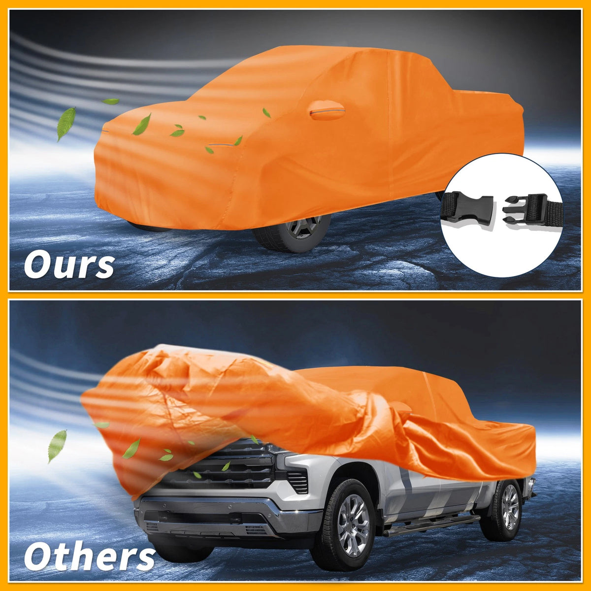 All Weather Car Cover for Chevy Silverado Orange Cotton Zipper