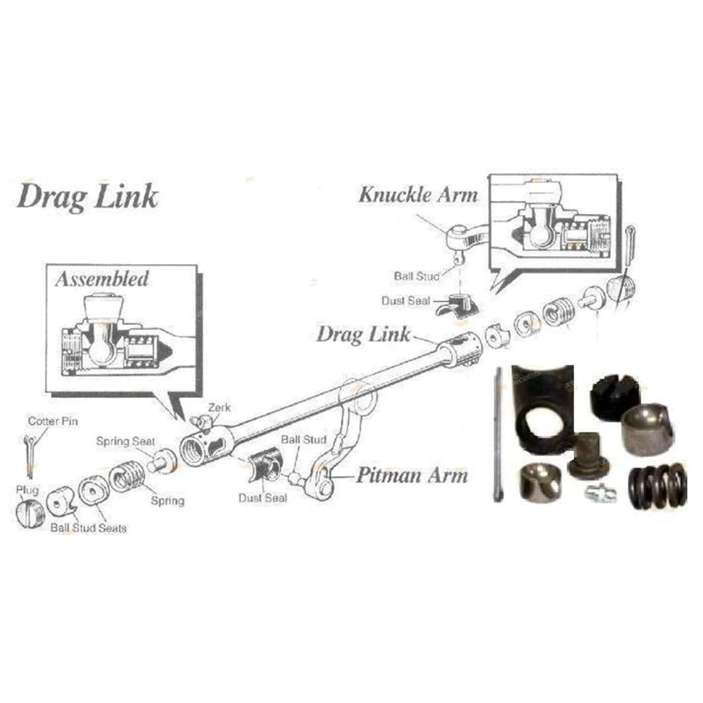 Drag Link End Repair Kit for Landcruiser 40 BJ40 BJ42 FJ45 HJ45 HJ47
