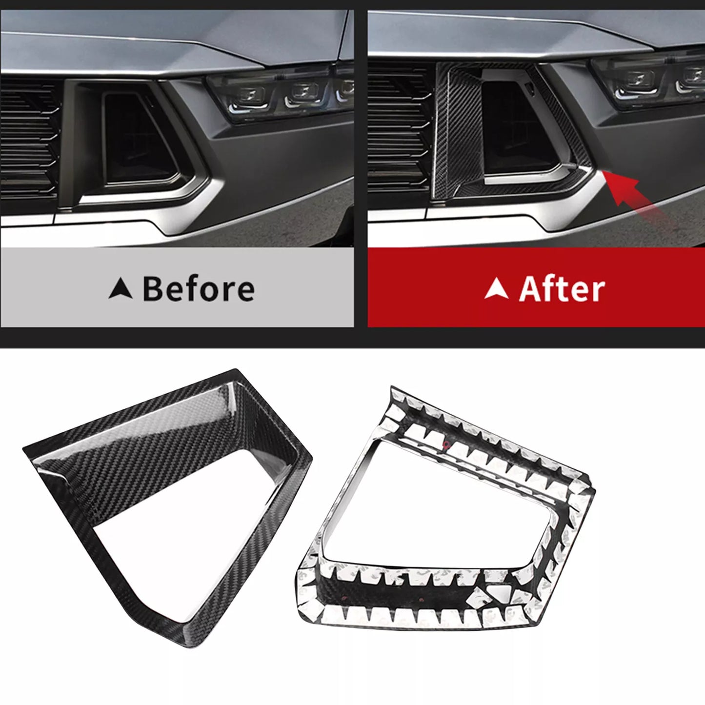 2 x Front Bumper Grille Side Air Vent Covers for Ford Mustang (2024 - )