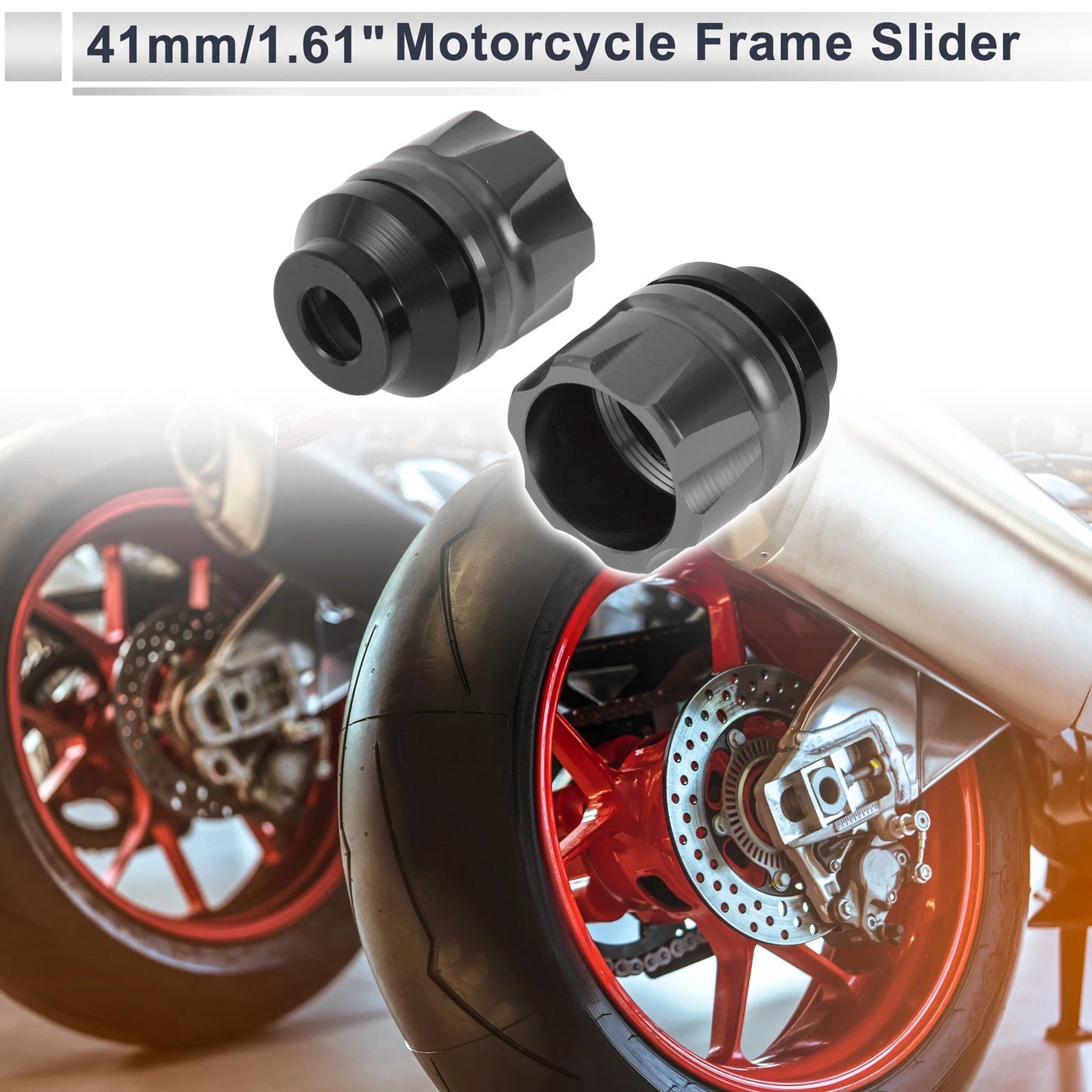 14mm Aluminum Alloy Motorcycle Slider Frame 2 x Titanium Tone for Make Model
