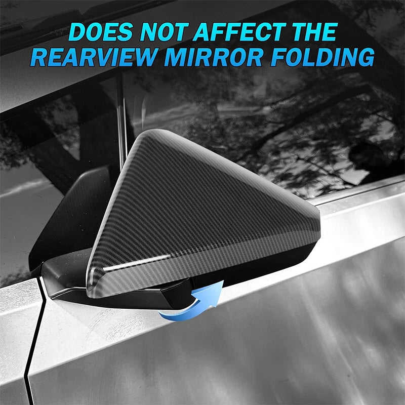 Carbon Fiber Style Side View Mirror Covers for Tesla Cybertruck (2024+)