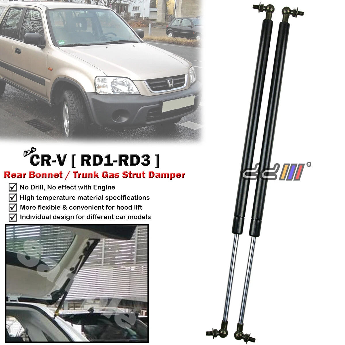 2 x Rear Boot Lid Lift Struts for Honda CR-V RD1 RD3 (1995-2001)