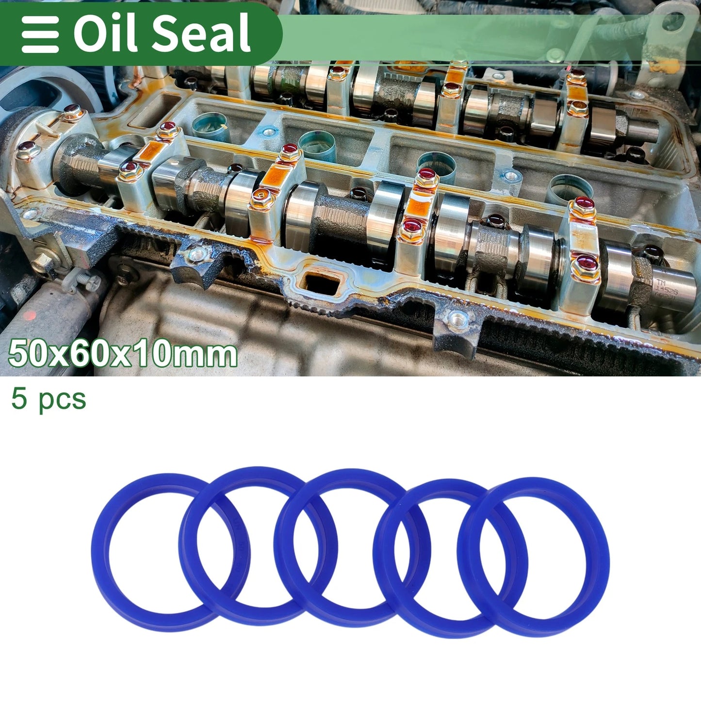 Oil Seal / 50x60x10mm / Seal Ring Rotary Shaft Seal TPU High Pressure Blue 5pcs for MakeModel
