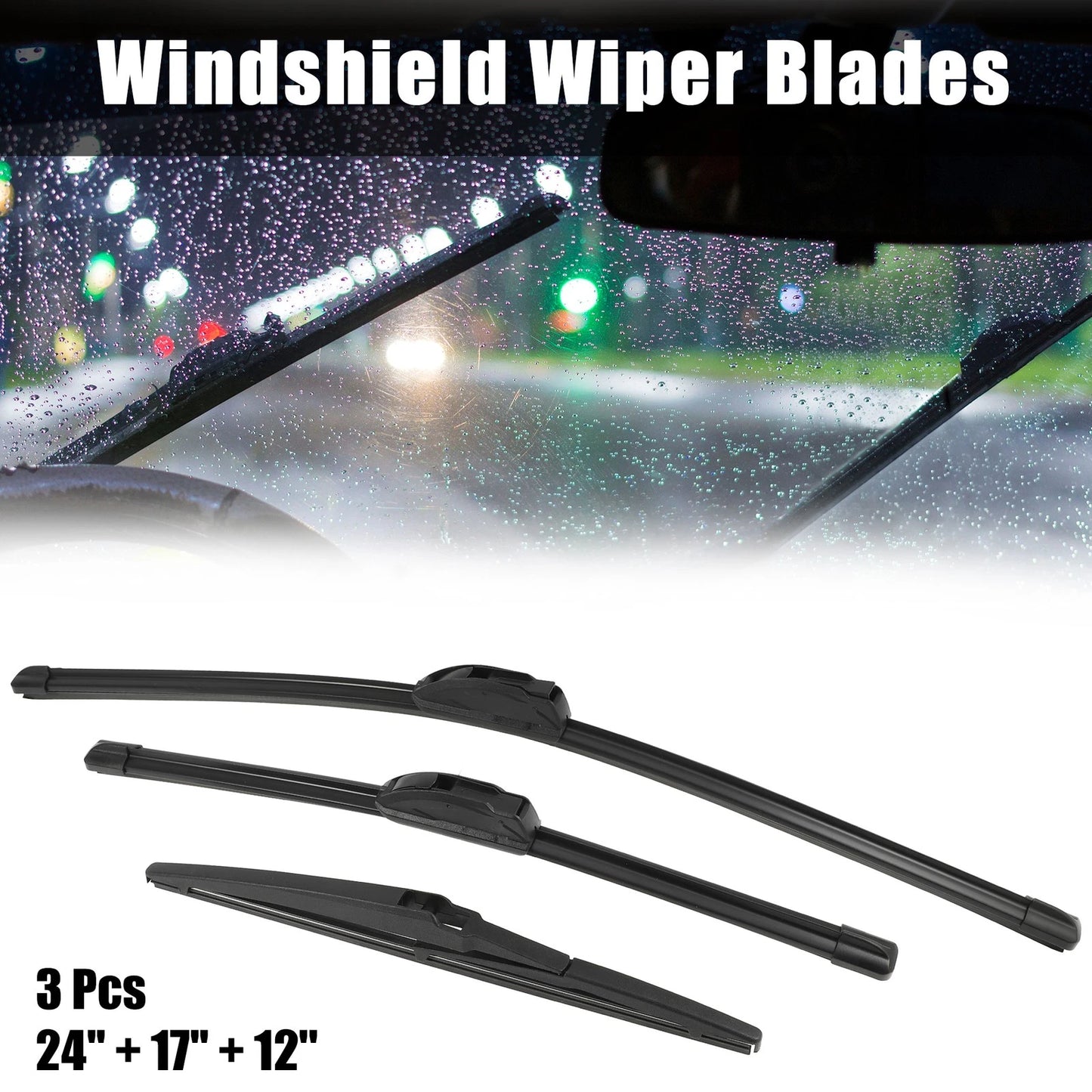 3 x 24'' 17'' 12'' Front Windshield Wiper Blades for Toyota RAV4 (2006–2015)