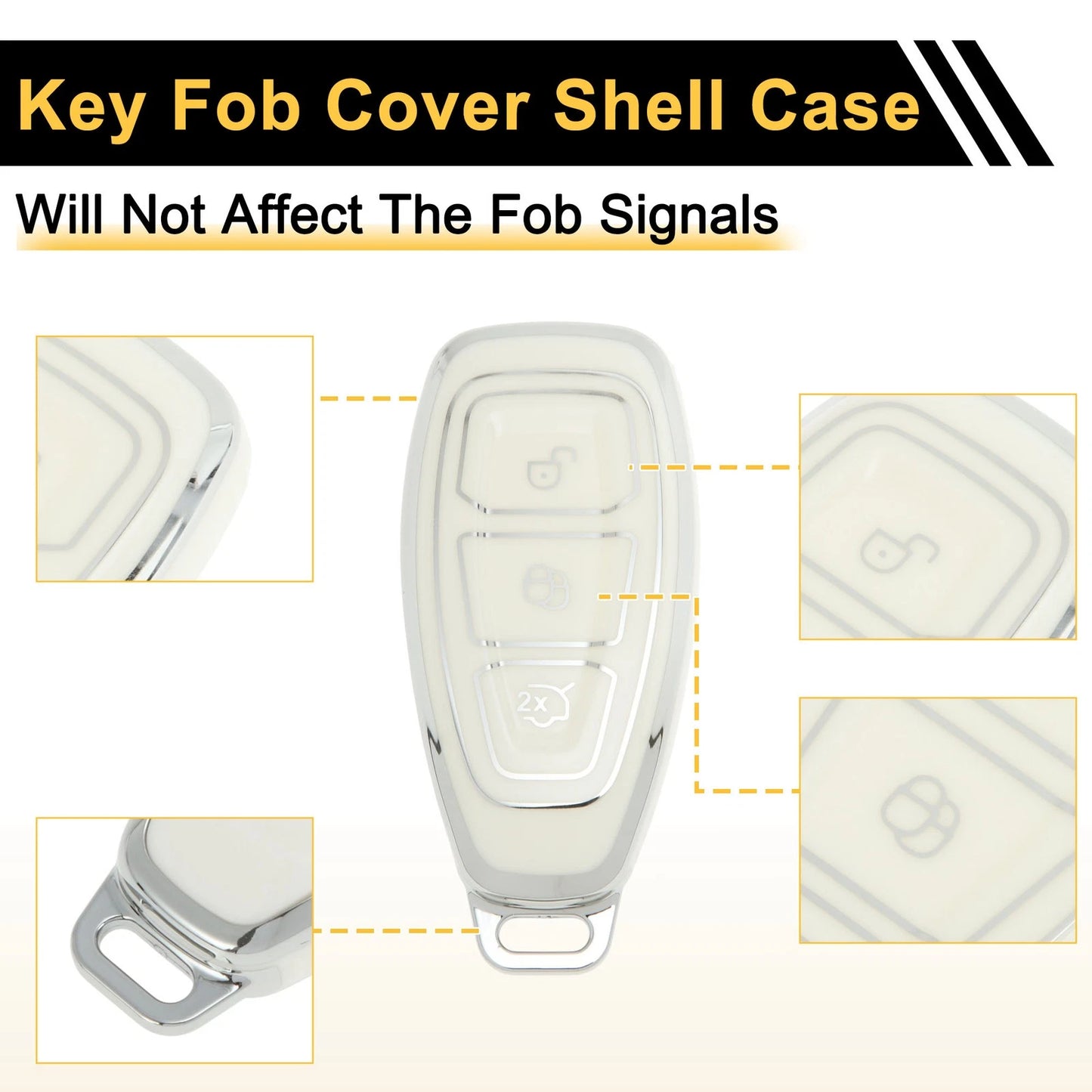 TPU Silicone Car Key Case for Ford Fiesta, Focus (2011-2023)