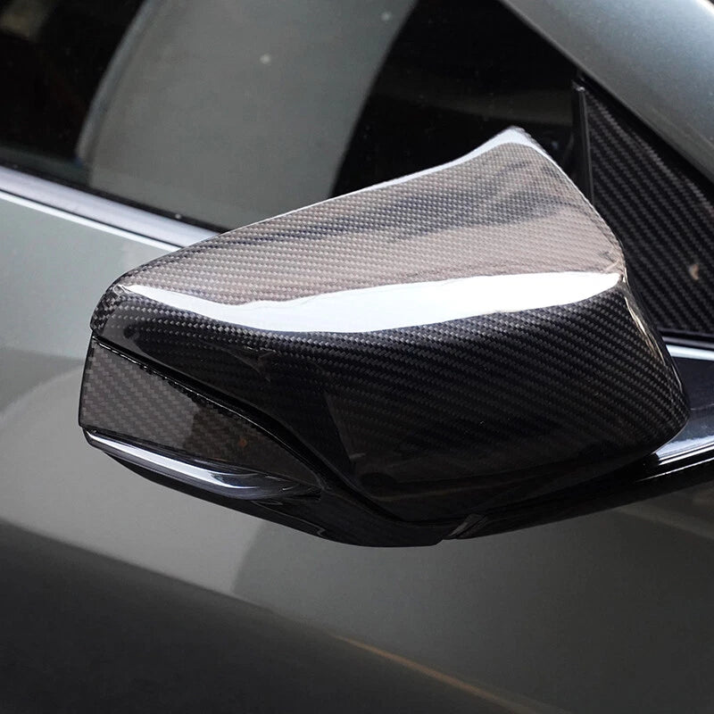 2 x Real Carbon Fiber Horn Mirror Covers for Chevrolet Corvette C8 (2020-2023)
