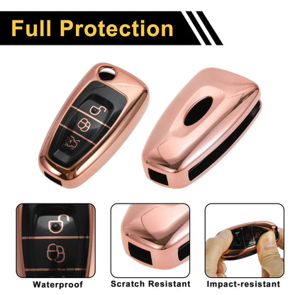 Rose Gold TPU Silicone Key Case for Ford Mondeo (2000-2007)