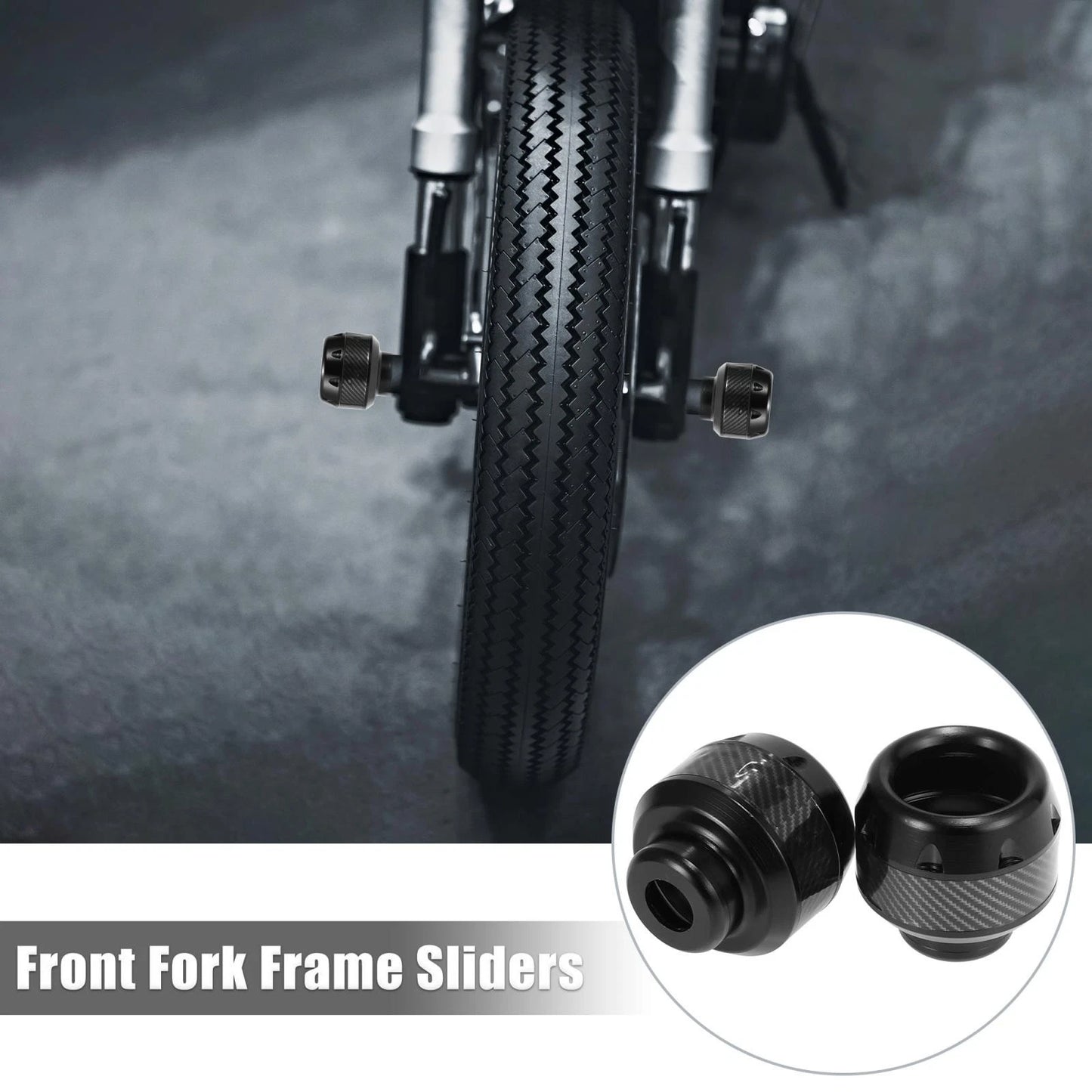 2 x Front Fork Frame Sliders for Motorcycle Black