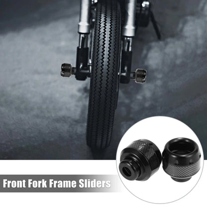 2 x Front Fork Frame Sliders for Motorcycle Black