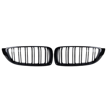 Gloss Black Dual Slat Front Bumper Grille for BMW F32 F36 F82 4-Series (2014-2020)
