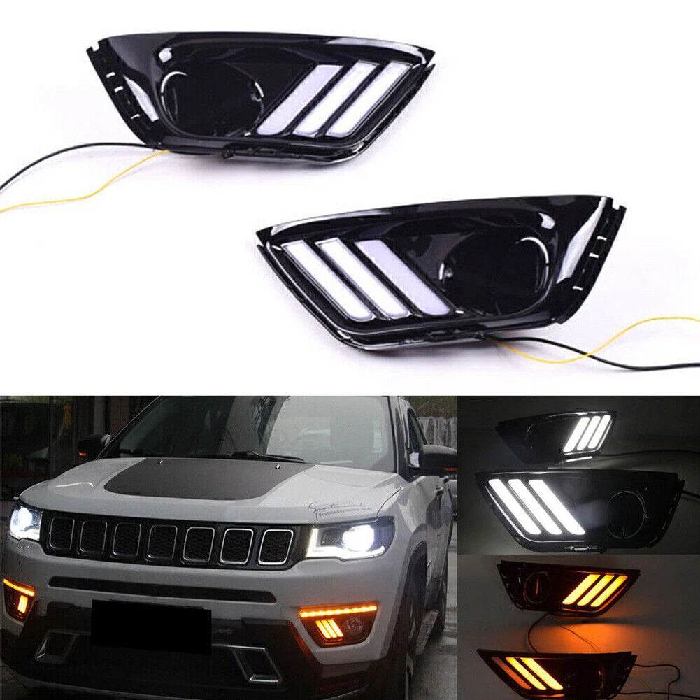 2 x LED DRL Daytime Running Lights for Jeep Compass (2017-2019)