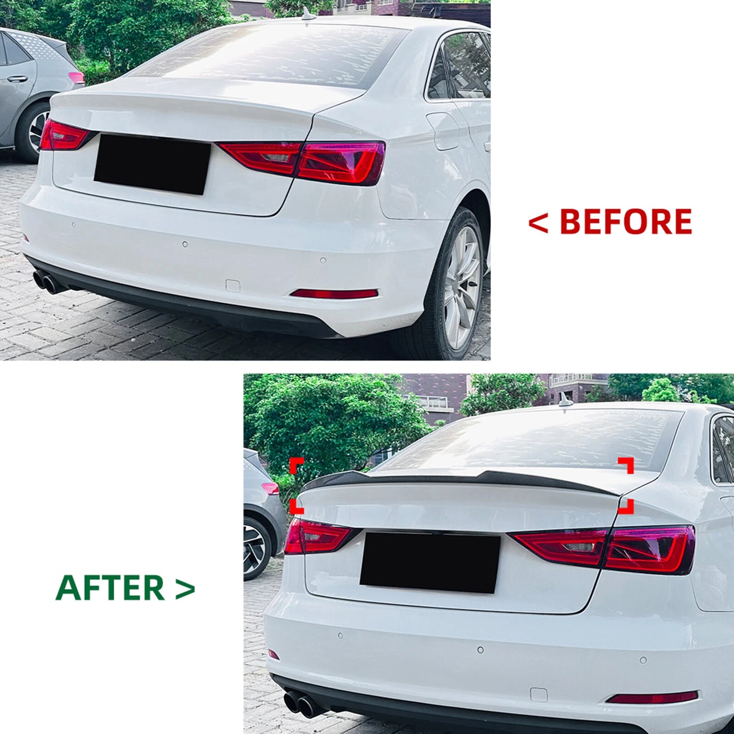 Rear Spoiler Lip for Audi A3 8V (2014-2020) - Gloss Black