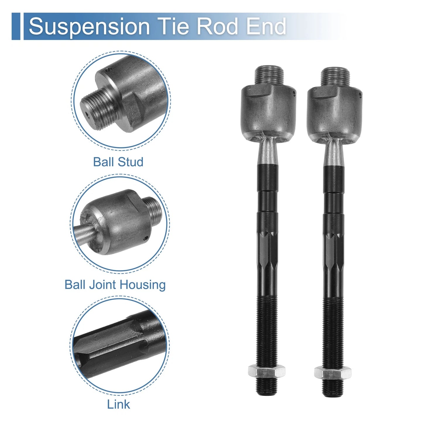 Front Inner Tie Rod End Links for Ford Edge, Lincoln MKX (2007-2018)