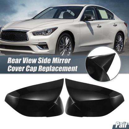Pair Mirror Cover Overlay Black for INFINITI Q50 Q60 Q70 QX30