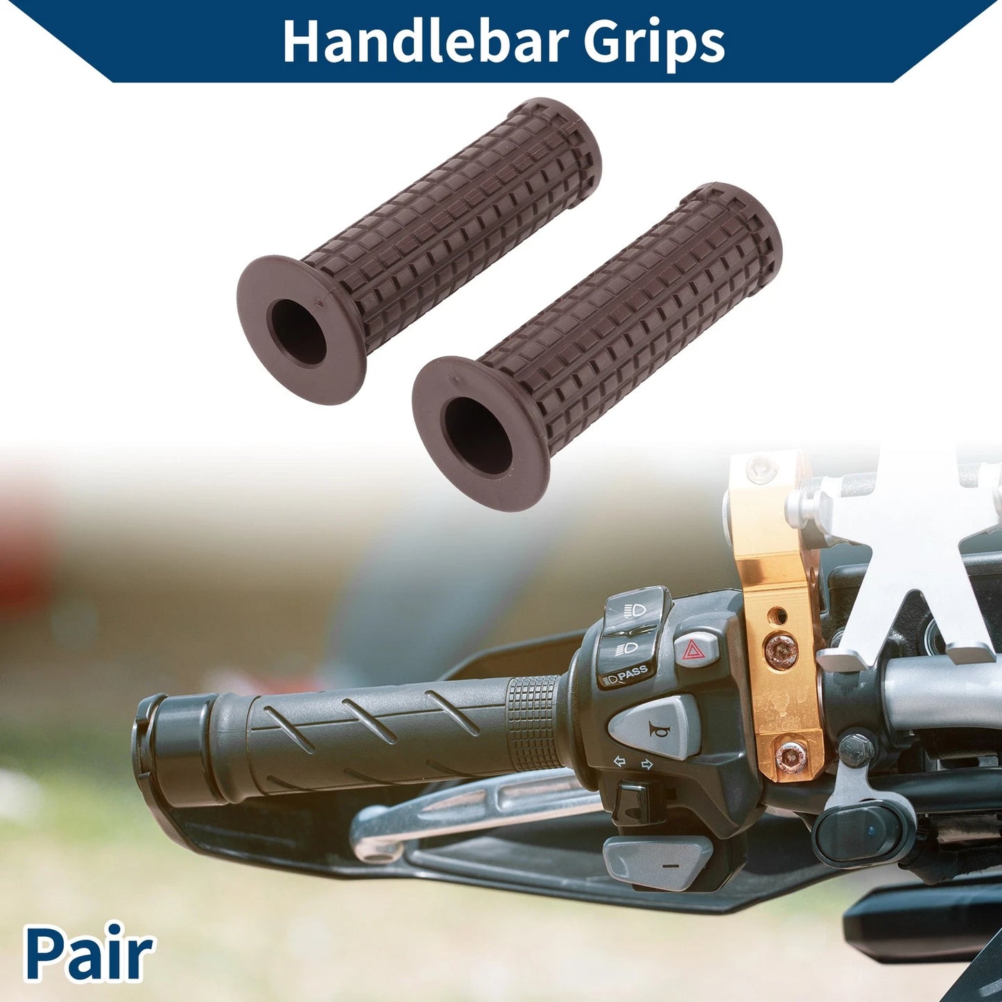 7/8" 22mm Hand Grips Handlebar End Rubber Coffee for Motorcycle