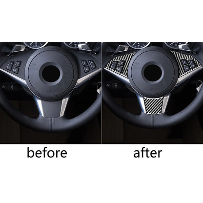 Black Carbon Fiber Steering Wheel Cover for BMW 6 Series E63 E64 (2004-2010)