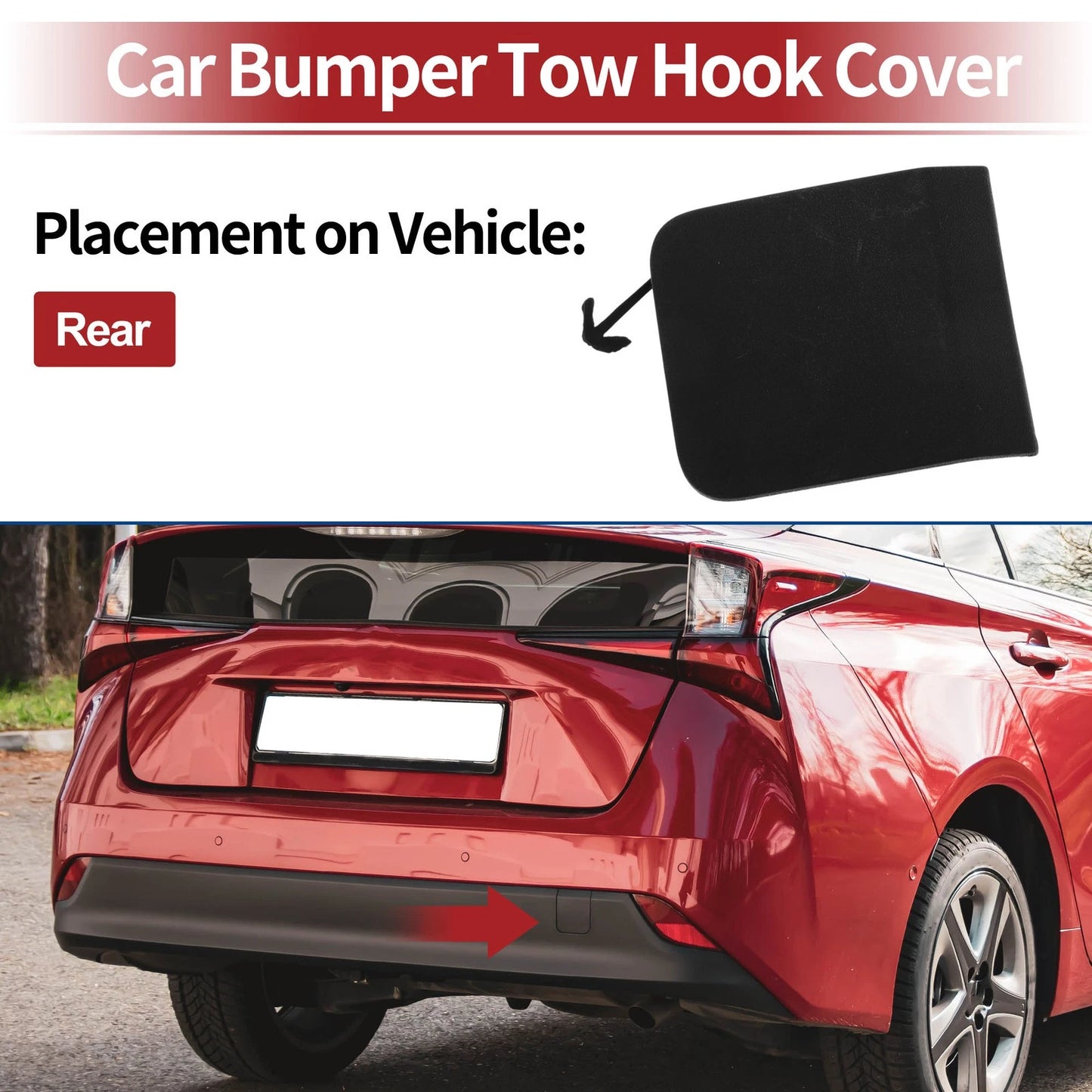 Rear Tow Hook Cover for Toyota Prius (2021-2022) Black 1 x Cap