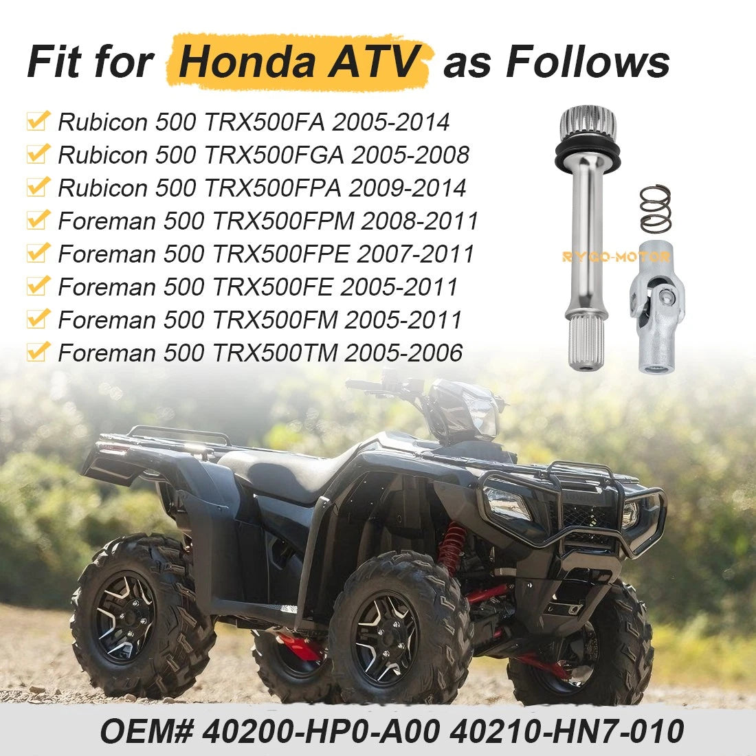 Rear Drive Shaft Propeller & U-Joint Yoke Joint for Honda Foreman 500 TRX500