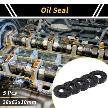 Oil Seal / 28x62x10mm / Rotary Shaft Seal NBR Black 5 Pcs