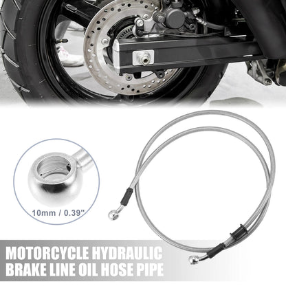 Brake Line 47.24" 10mm ID Motorcycle Hydraulic Hose Cable Silver Tone for Bike